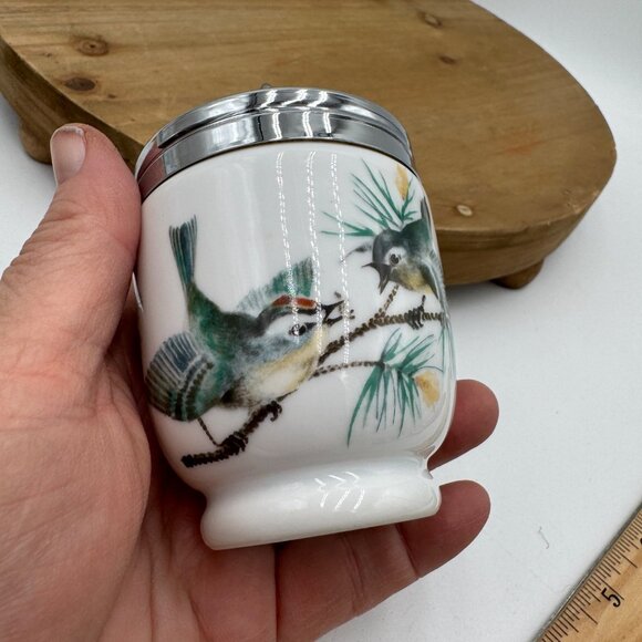 Vintage Royal Worcester Double Egg Coddler w/ Birds - Picture 4 of 13